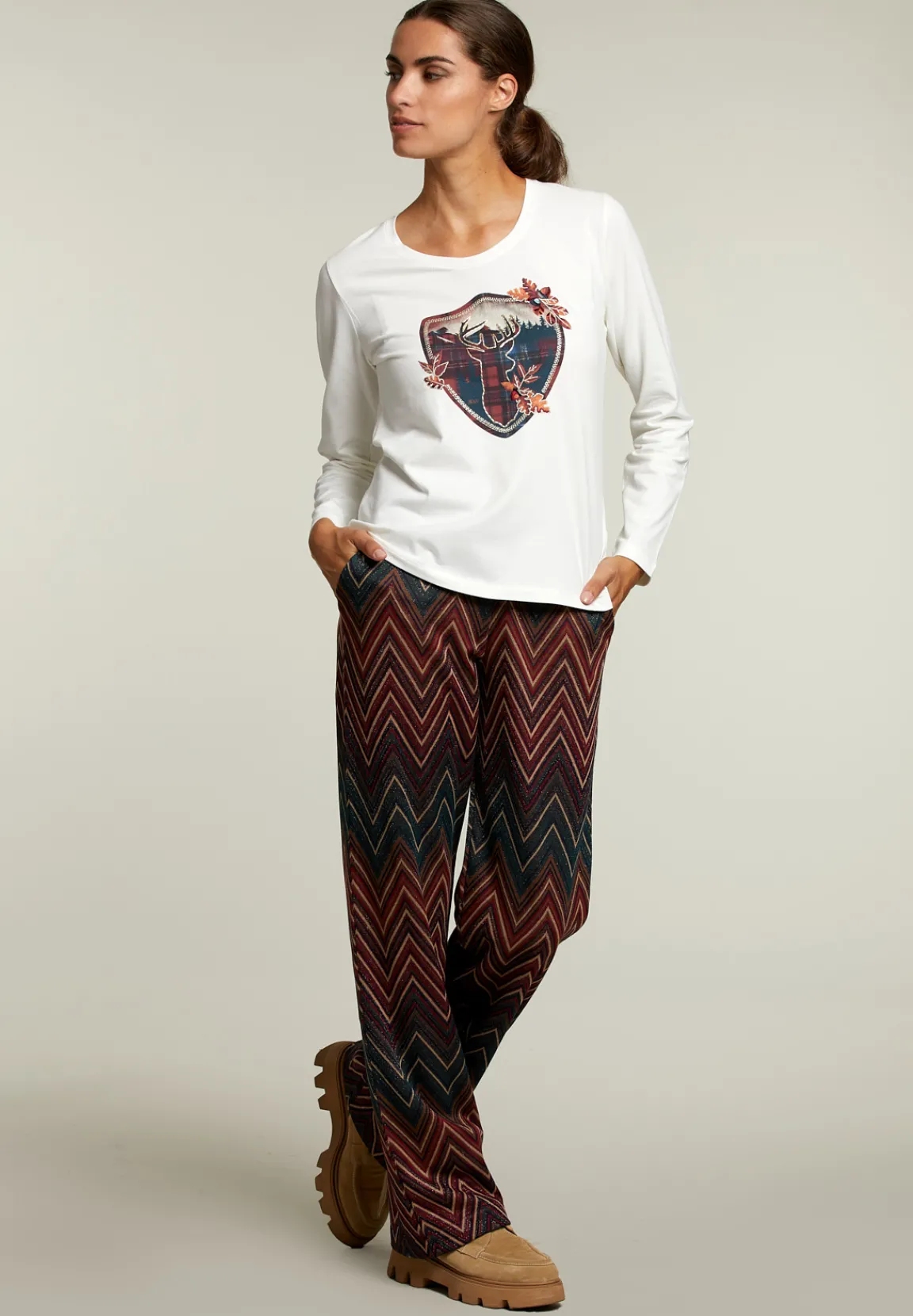 Fashion River Woods Ecru T-shirt ronde hals -