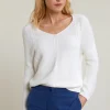 Best River Woods Ecru V-hals trui lange mouwen -