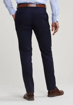 Online River Woods Effen geklede broek zuivere scheerwol blauw -