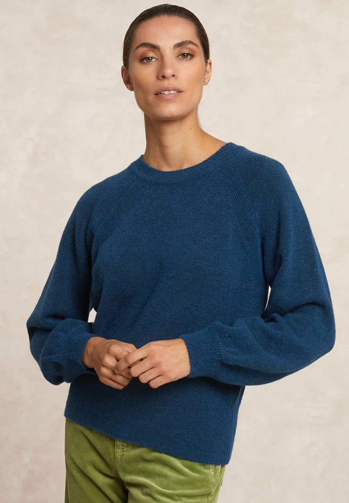 Fashion River Woods Effen trui ronde hals blauw -
