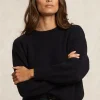 Fashion River Woods Effen trui ronde hals rugsplit navy -