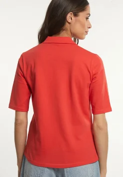 Outlet River Woods Effen V-hals polo T-shirt korte mouwen rood -