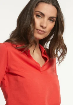 Outlet River Woods Effen V-hals polo T-shirt korte mouwen rood -