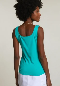 Fashion River Woods Emerald groen basic stretch topje -