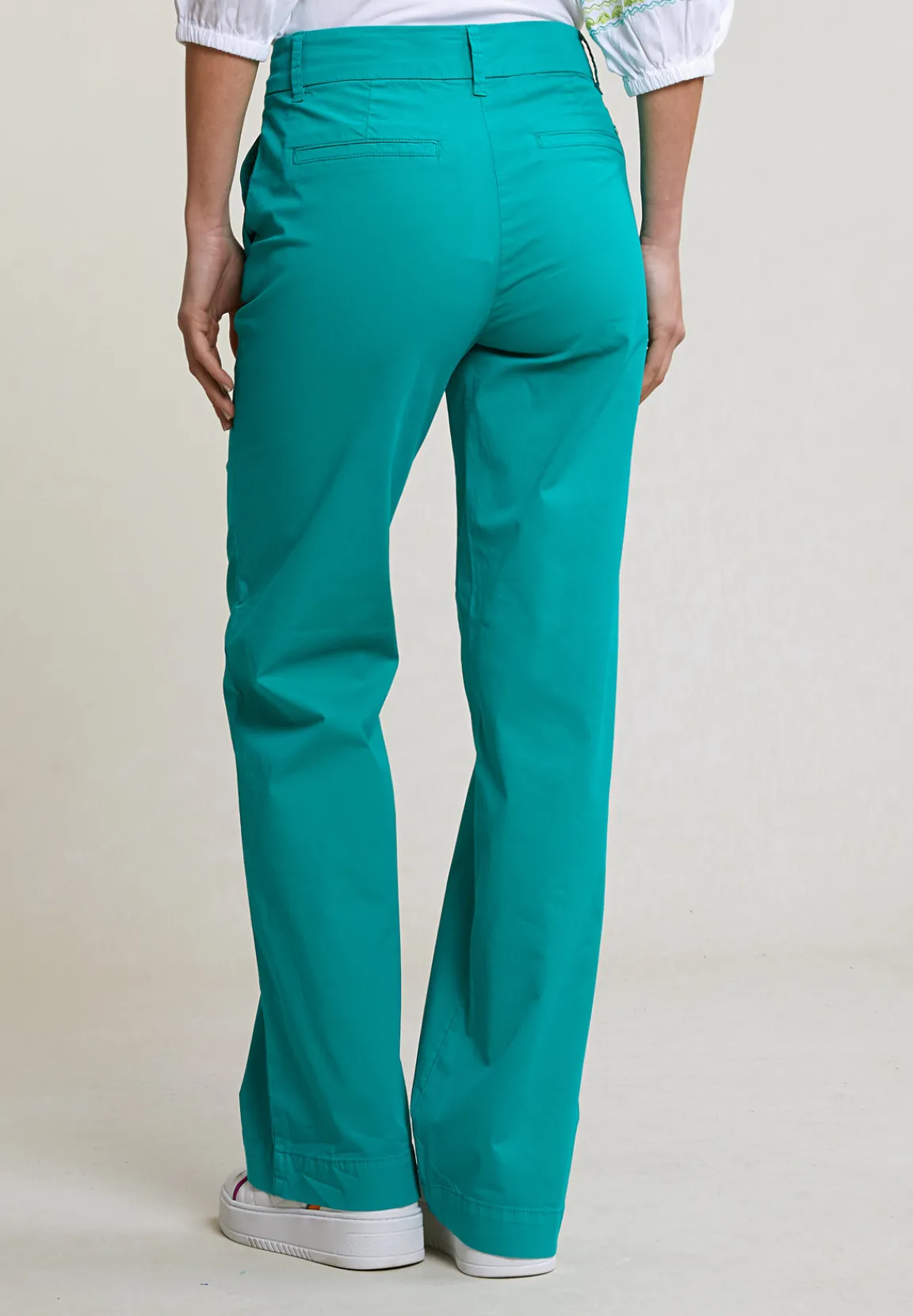 Fashion River Woods Emerald groene rechte stretch broek -