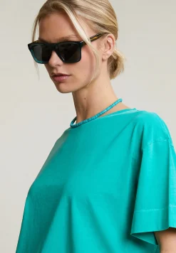Online River Woods Emerald groene wijde T-shirt korte mouwen -