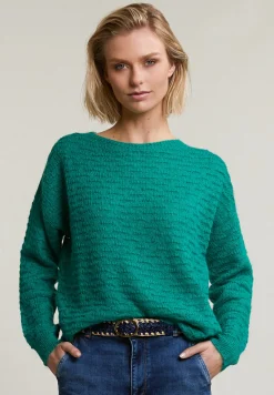 Clearance River Woods Emeraldgroene mohair trui ronde hals -