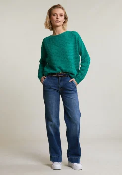 Clearance River Woods Emeraldgroene mohair trui ronde hals -