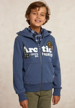 Online River Woods Fancy fleece cardigan met kap denim blue mix -