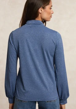 Fashion River Woods Fancy glitter T-shirt met strik blauw -