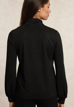 Discount River Woods Fancy glitter T-shirt met strik zwart -