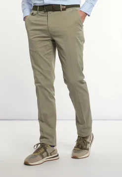 Outlet River Woods Fancy katoenen stretch chinobroek kaki -