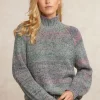 Outlet River Woods Fancy kleurrijke trui opstaande kraag roze -