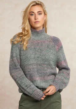 Outlet River Woods Fancy kleurrijke trui opstaande kraag roze -