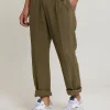 Hot River Woods Fancy linnen broek elastische taille rosemary -