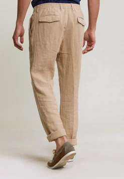 Discount River Woods Fancy linnen broek elastische taille taupe -