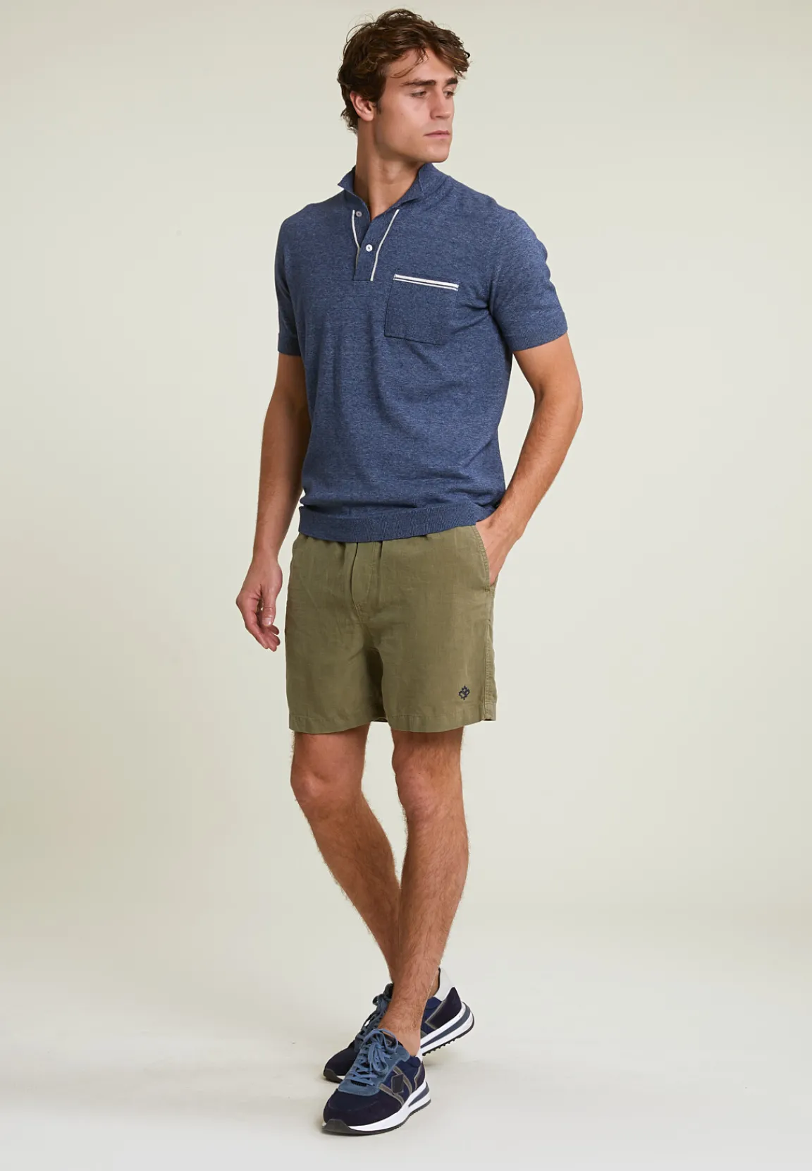 Hot River Woods Fancy linnen short met koord moss -