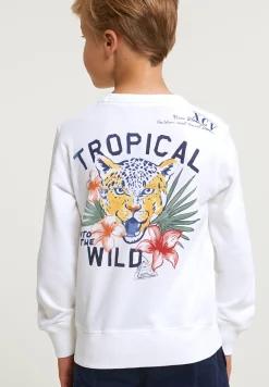 Online River Woods Fancy trui ronde hals borstzak écru -