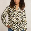 Online River Woods Fantasie blouse lange mouwen beige/zwart -