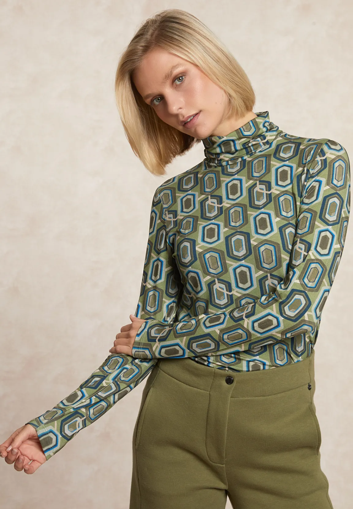 Fashion River Woods Fantasie rolkraag T-shirt lange mouwen multi -