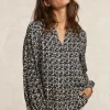 Best River Woods Fantasie viscose blouse zwart/wit -