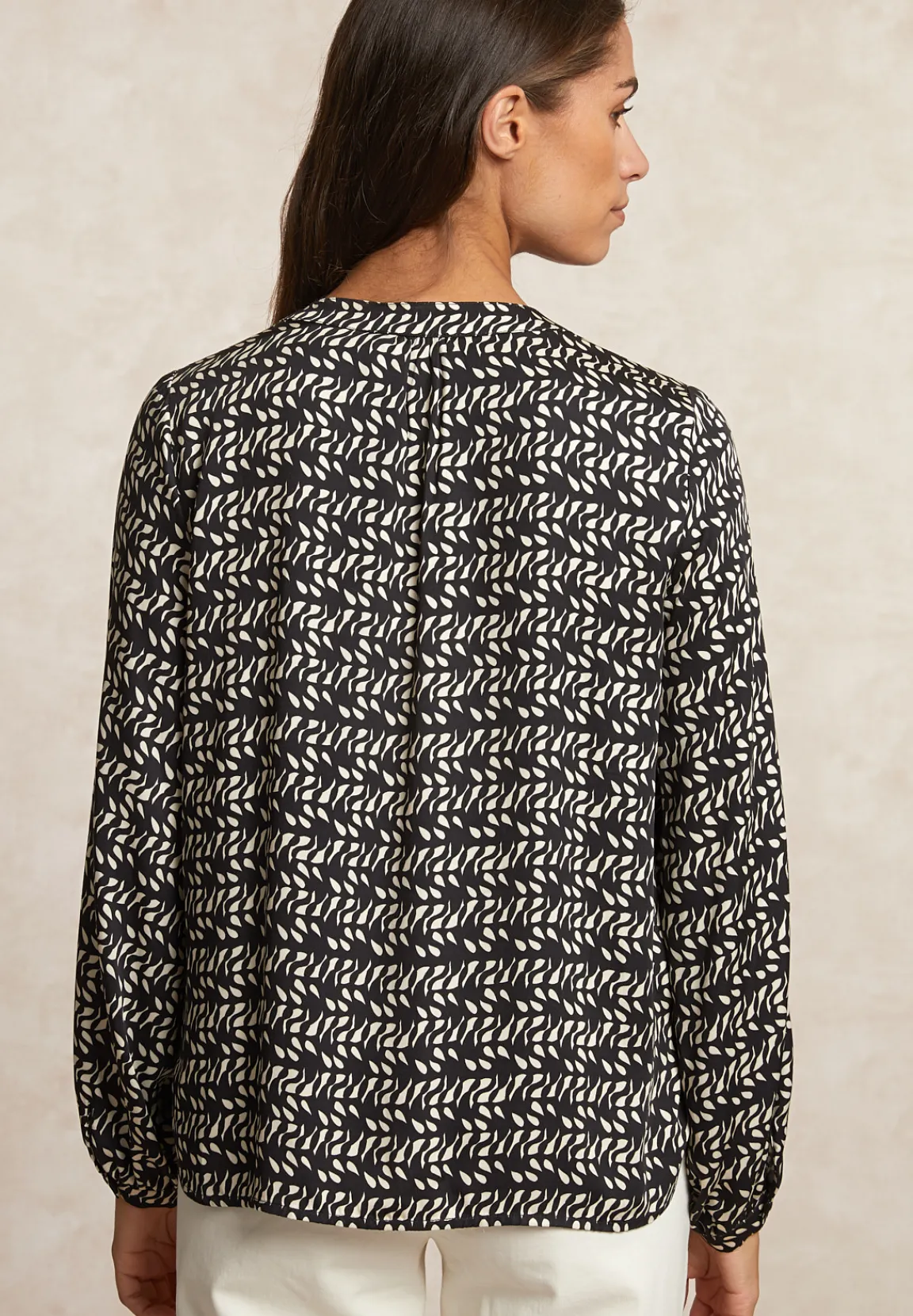 Best River Woods Fantasie viscose blouse zwart/wit -