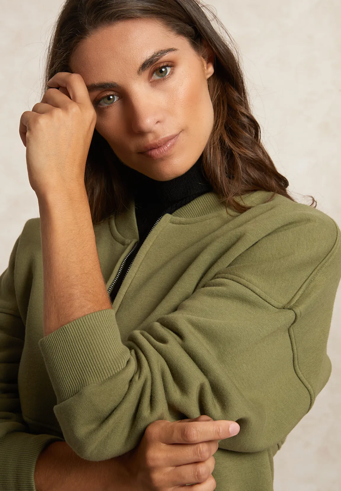 New River Woods Fleece bomber cardigan mosgroen -