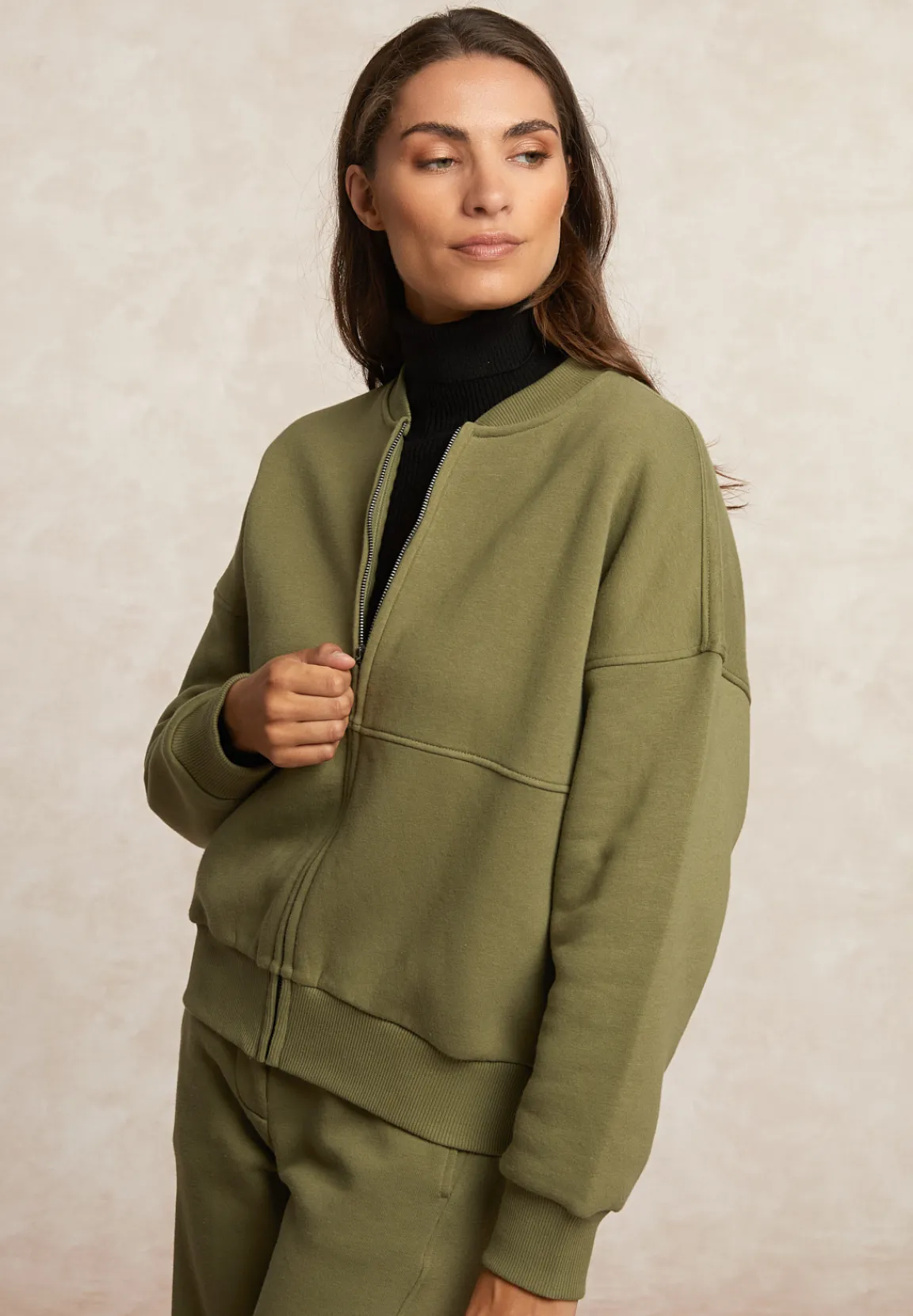New River Woods Fleece bomber cardigan mosgroen -