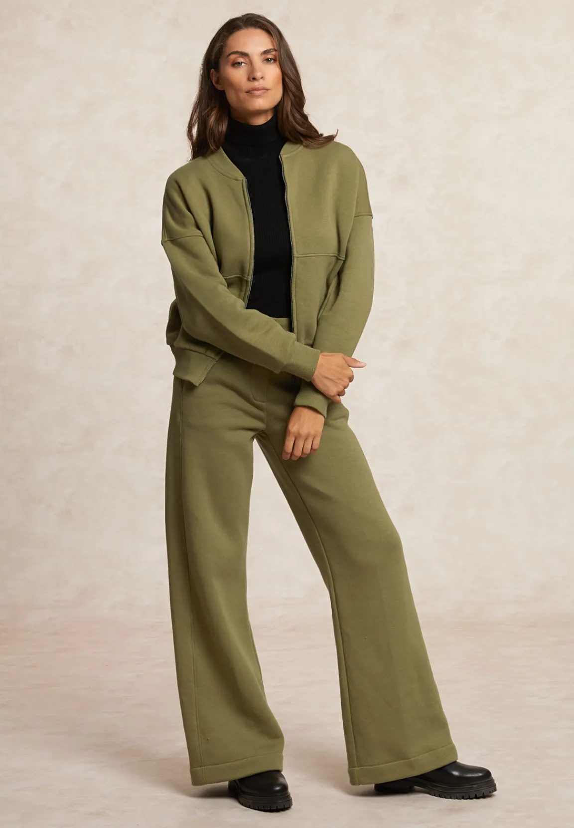 New River Woods Fleece bomber cardigan mosgroen -