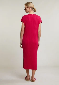 Sale River Woods Fuchsia geribde mouwloze jurk -