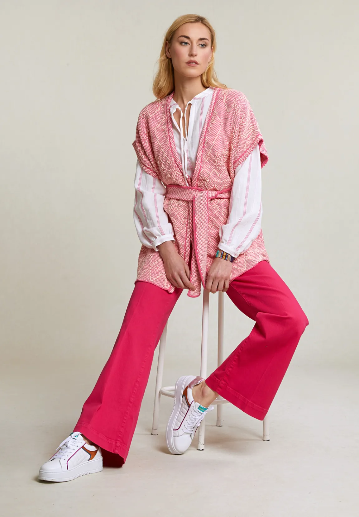 Online River Woods Fuchsia klassieke stretch broek -