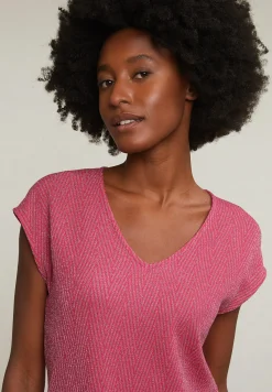 Discount River Woods Fuchsia mouwloze glitter T-shirt -