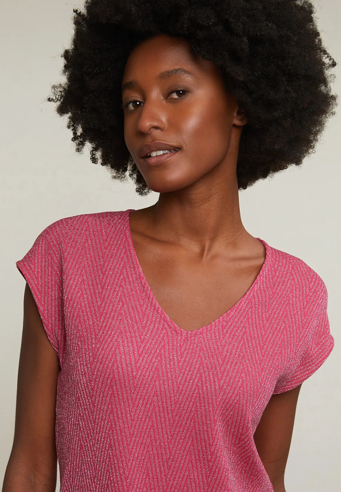 Discount River Woods Fuchsia mouwloze glitter T-shirt -