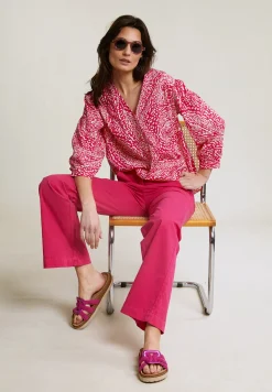 Hot River Woods Fuchsia rechte stretch broek -