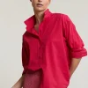 Hot River Woods Fuchsia wijde geknoopte blouse lange mouwen -