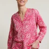 Best River Woods Fuchsia/wit geknoopte fantasie V-hals blouse -