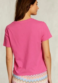Discount River Woods Fushia basic V-hals T-shirt -