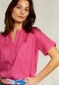 Clearance River Woods Fushia V-hals blouse met zak -