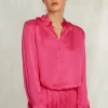 Discount River Woods Fushia viscose blouse met knopen -