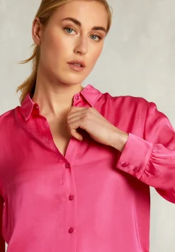 Discount River Woods Fushia viscose blouse met knopen -