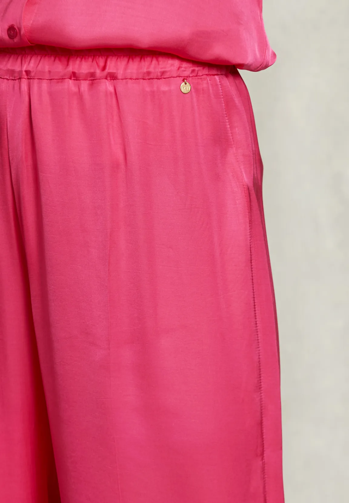 Outlet River Woods Fushia wijde broek elastische taille -