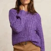 Fashion River Woods Gebreide alpaca trui ronde hals paars -