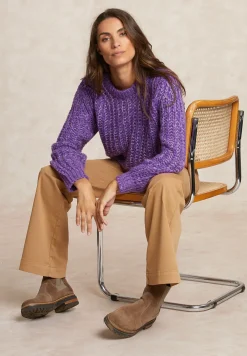 Fashion River Woods Gebreide alpaca trui ronde hals paars -