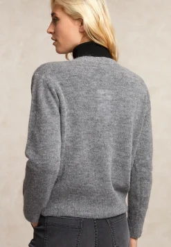 Hot River Woods Geknoopte alpaca V-hals cardigan grijs -