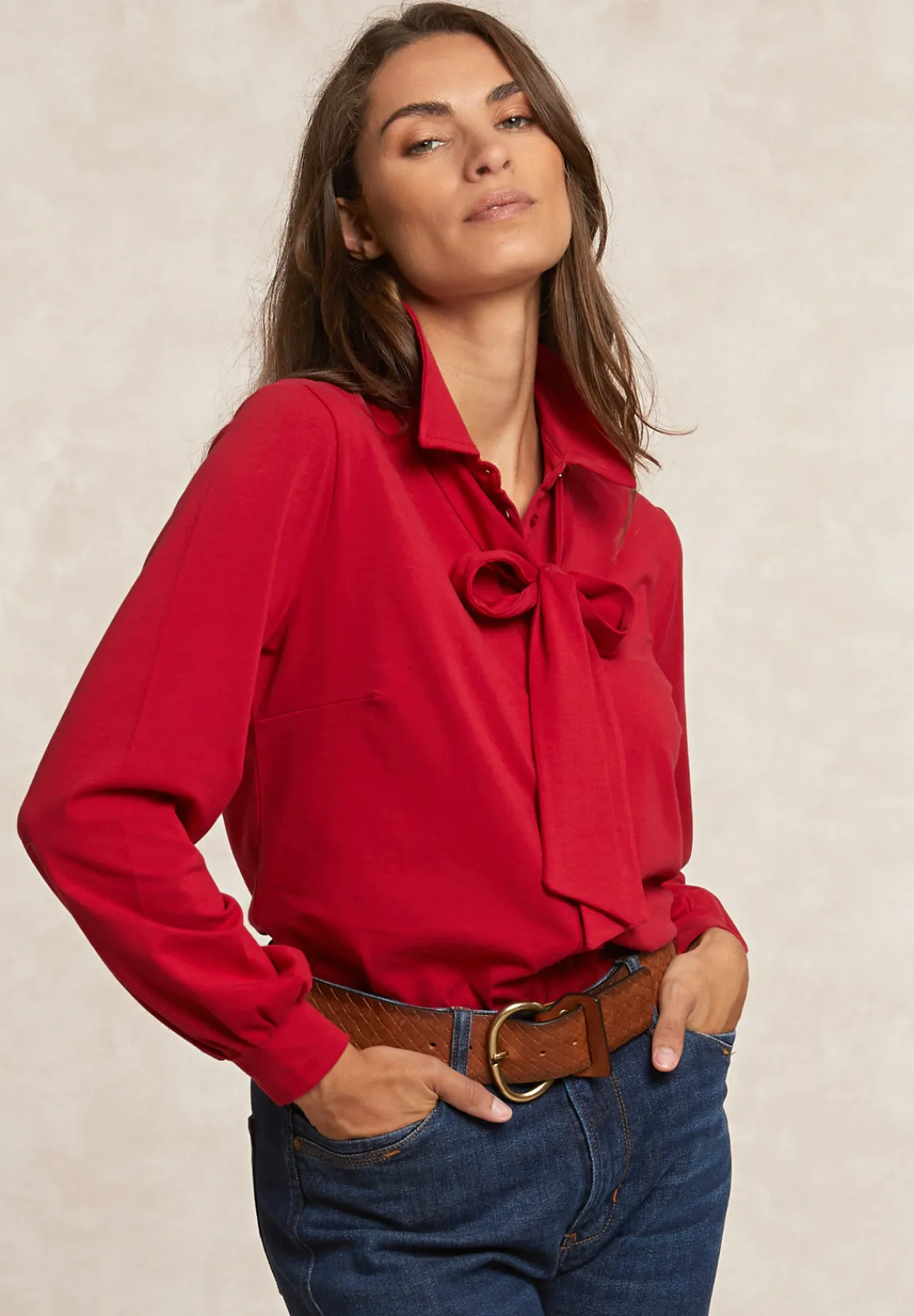 Sale River Woods Geknoopte blouse met strik rood -