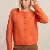 Sale River Woods Geknoopte cardigan ronde hals opgestikte zakken oranje -