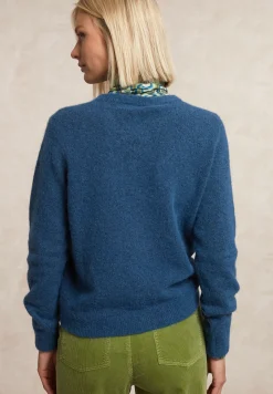 Sale River Woods Geknoopte cardigan ronde hals opgestikte zakken blauw -