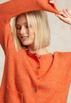 Sale River Woods Geknoopte cardigan ronde hals opgestikte zakken oranje -