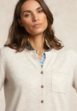 Online River Woods Geknoopte V-hals cardigan borstzak beige -