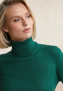Fashion River Woods Geribde rolkraagtrui groen -
